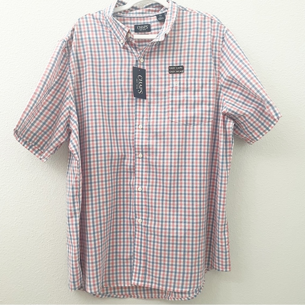 NWT Chaps pink and blue plaid shirt size XXL